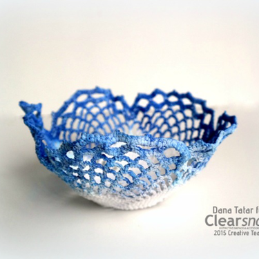 DIY Blueberry Lace Doily Bowl - Clearsnap