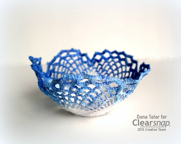 DIY Blueberry Lace Doily Bowl - Clearsnap