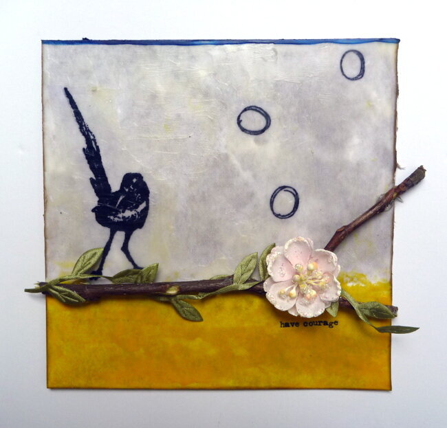 Courage Encaustic Wax Panel - Paper Wings Productions