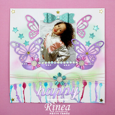 HAPPY BUTTERFLY LAYOUT with RINEA FOILS