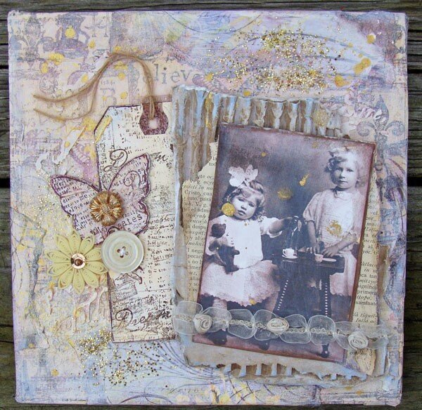 Two Girls Canvas~ Mixed Media