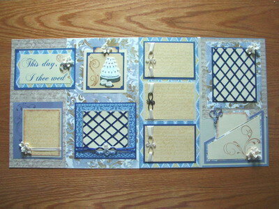 Blue wedding pages with flowers and beads