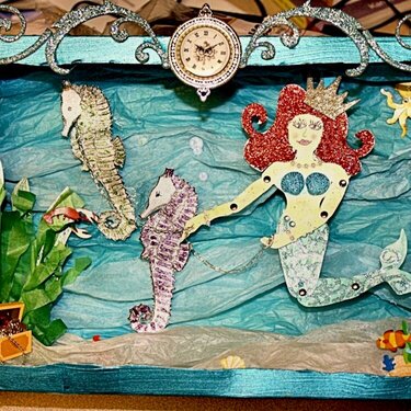 Callie the Mermaid paper doll and sea horses