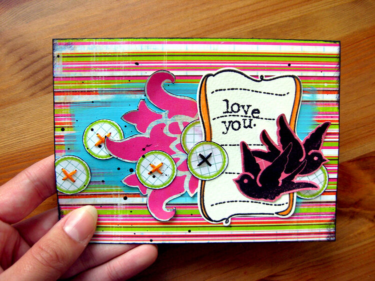 Love You Card - Pink Paislee