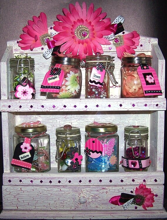 Pink flower spice jar box