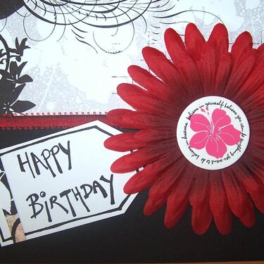 red flower birthday card