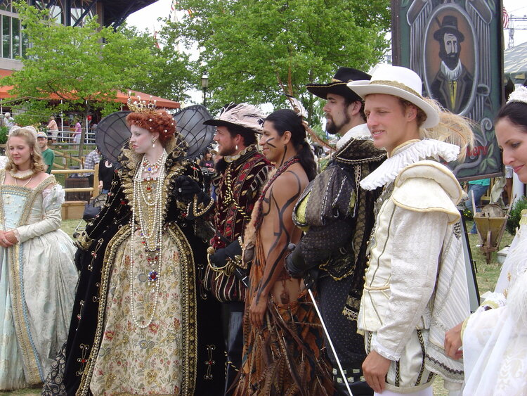 Queen Elizabeth and her court at Tall Ships Festival