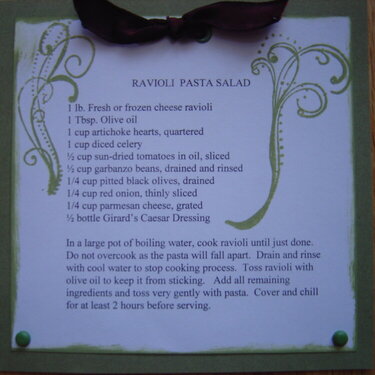 Italian Recipe Swap-- Ravioli Pasta Salad