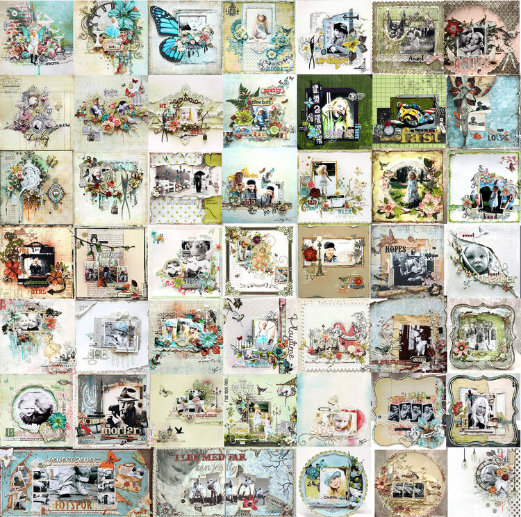 Layout Tiles Collage - 47 of my layouts from 07-13