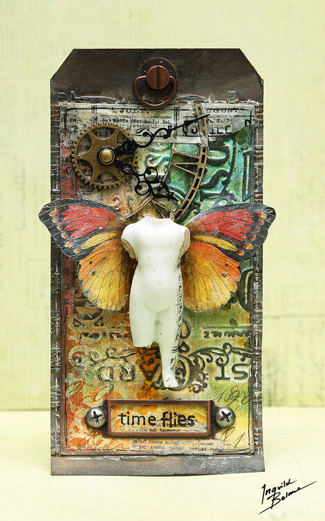 &quot;Time Flies&quot; steampunk tag *Prima and Sizzix*