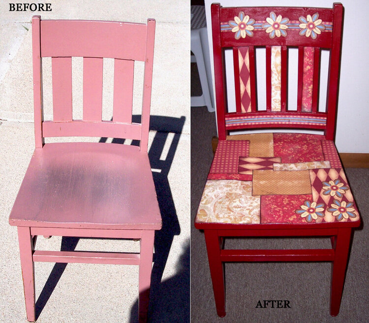 DECOUPAGE CHAIR - BEFORE AND AFTER