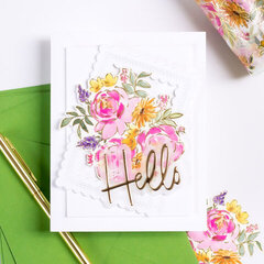 Painted Peony Hello Card