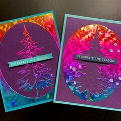 Rainbow trees Christmas card