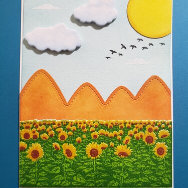 Sunflowers and Mountains 4.25&quot; x 5.5&quot;
