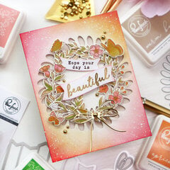 Butterfly Garden Wreath card - Pinkfresh Studio