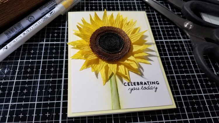 Crepe Paper Sunflower  Greeting Card