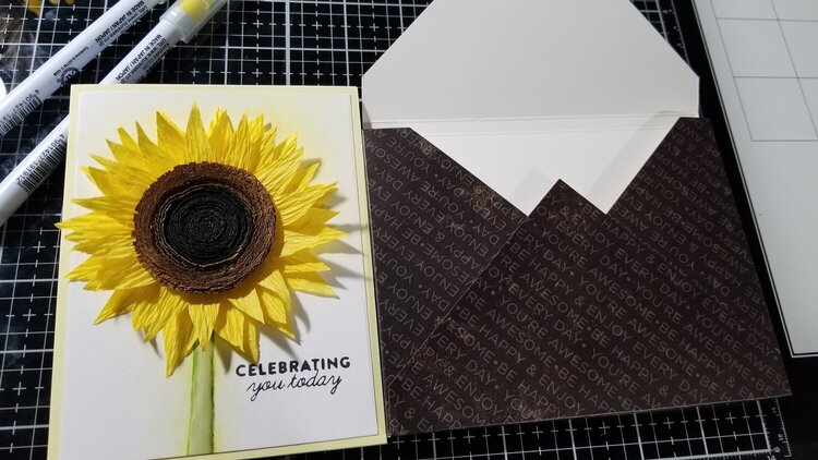 Crepe Paper Sunflower  Greeting Card