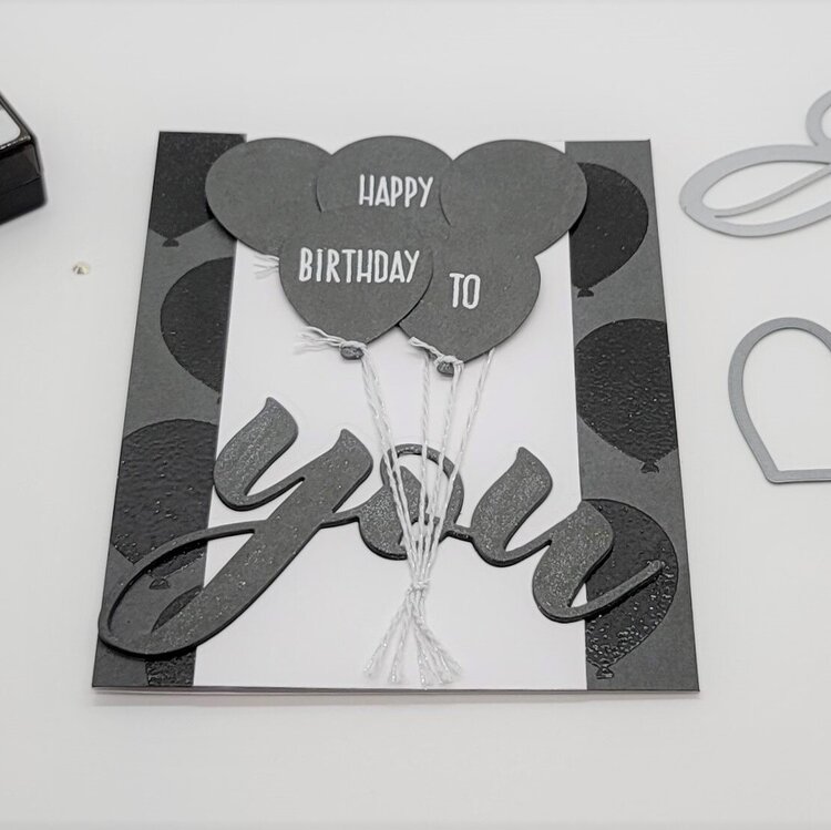Dark grey and white masculine card - Birthday. (photo colours were not altered)