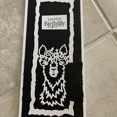 Easy Slimline Alpaca (animal themed) beginner die cut Birthday Card