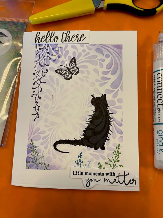 Hello There - Little Moments With You Matter. Cat and Butterfly Card