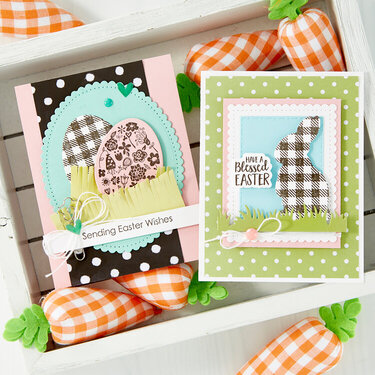 Black and White Gingham Easter Cards