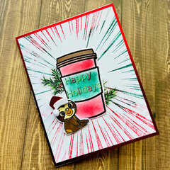 Card - Happy Holidays - Coffee-Sloth