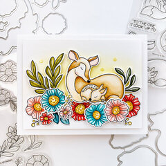 Floral with Deer/Fawn Card 