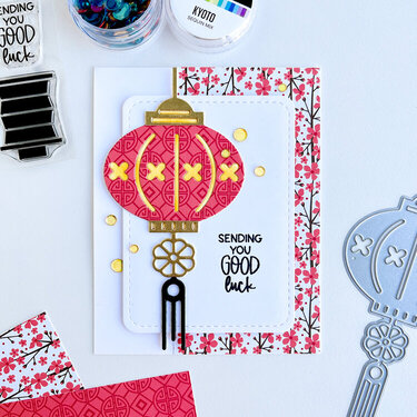 Good Luck Card With Die Cut Patterned Paper