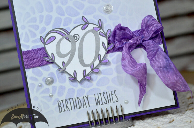 Purple 90th Birthday Card