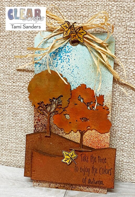 Clear Scraps DT * Oak Trees Altered Fall Tag