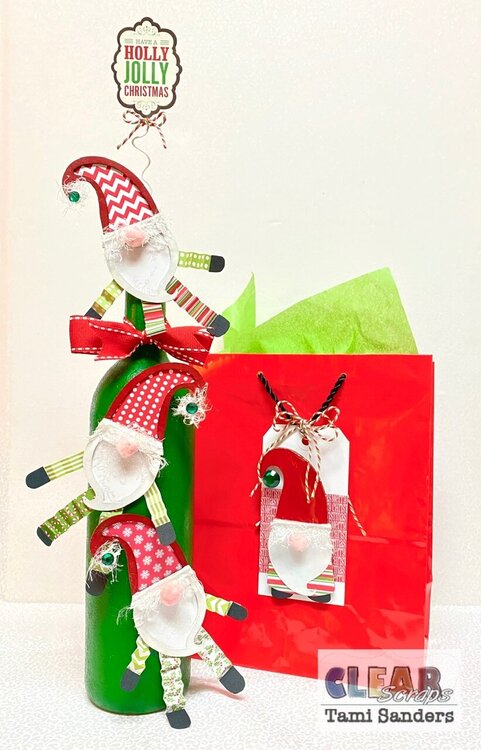 Gnome Shaker Santa Holiday Altered Bottle * CLEAR SCRAPS DT