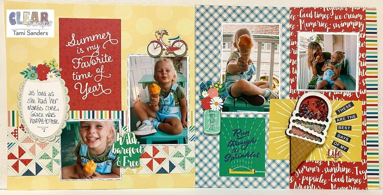 Summer Layout with Ice Cream Shaker * Clear Scraps DT
