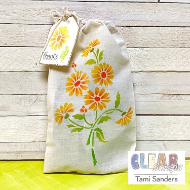 Daisies Stenciled Canvas Gift Bag * CLEAR SCRAPS DT