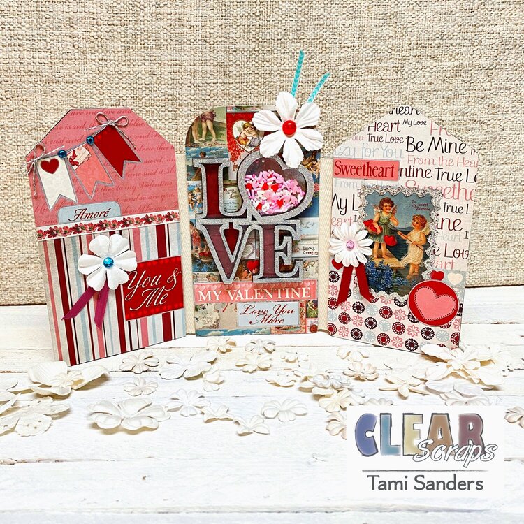 love mini shaker valentine triptych * CLEAR SCRAPS DT