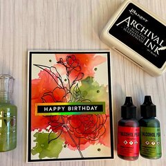 Quick & Easy Alcohol Ink Floral Birthday Card