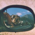 Rearview mirror; ride in the Alps