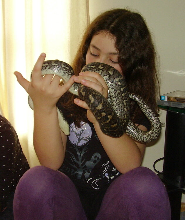 Tori with Albert the Carpet Snake
