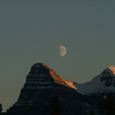 Moon shining over Rockies