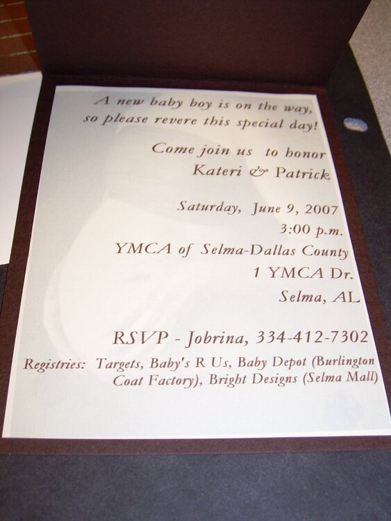 Custom Baby Shower Invitation interior view