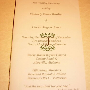 Kim&#039;s Wedding Program