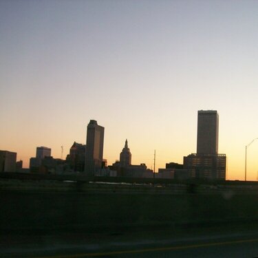 Tulsa skyline at sunset