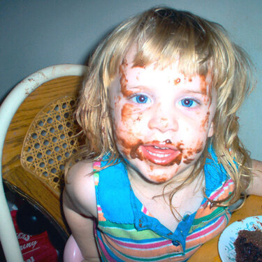 Never play peek-a-boo while eating chocolate cake!