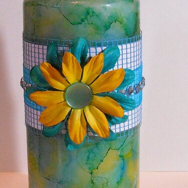 Green Blue Yellow Candle