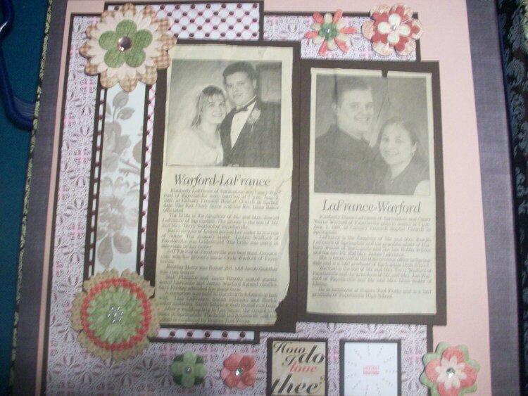 Newspaper clippings announcing their wedding