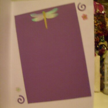 Inside of purple dragonfly card