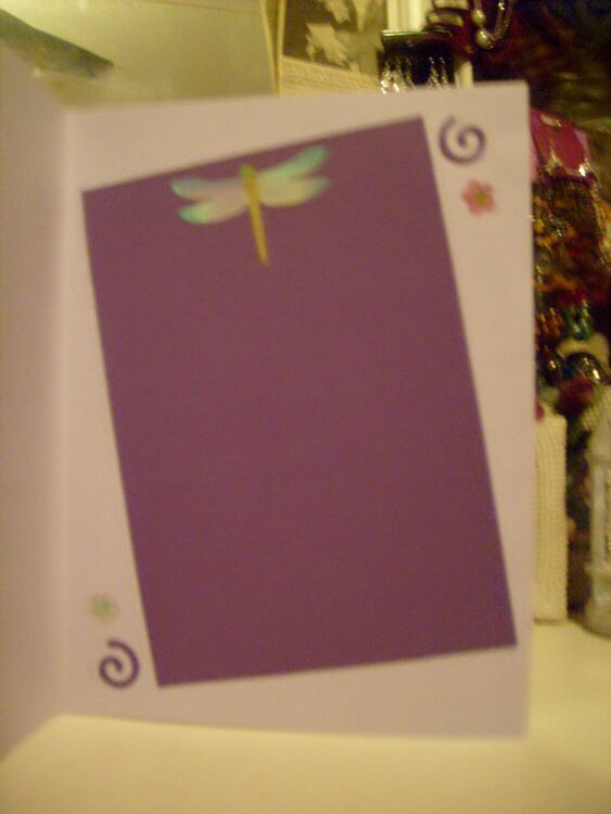 Inside of purple dragonfly card