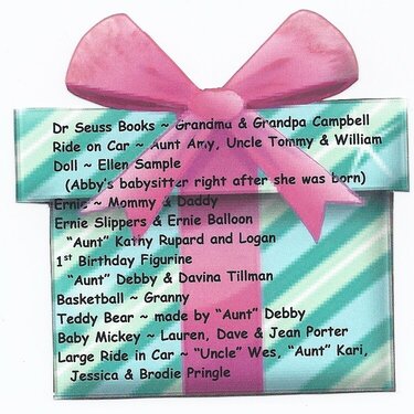 Tag for 1st Birthday ~ Gifts
