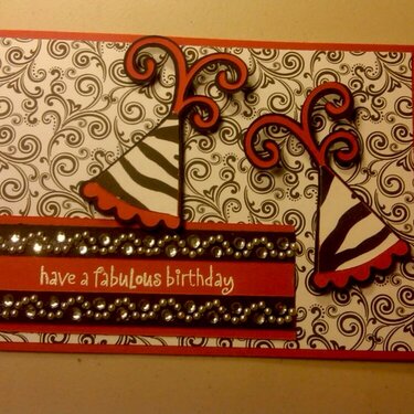 Black , white and Red Fab Bday card