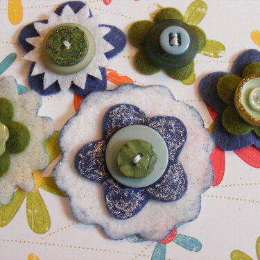 Felt flowers with buttons