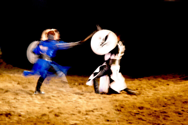 Battle between Blue and Black &amp; White Knights
